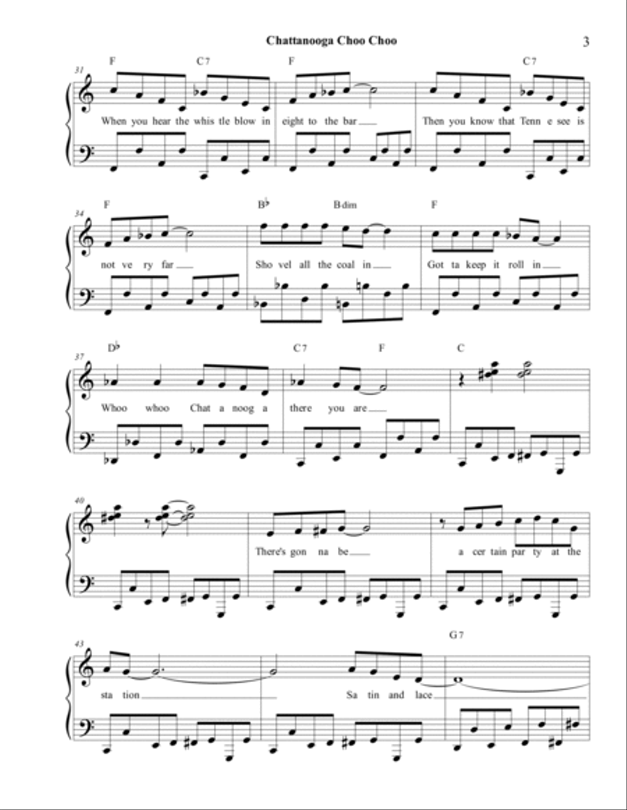 Chattanooga Choo Choo Piano Solo scores gallery preview page 3