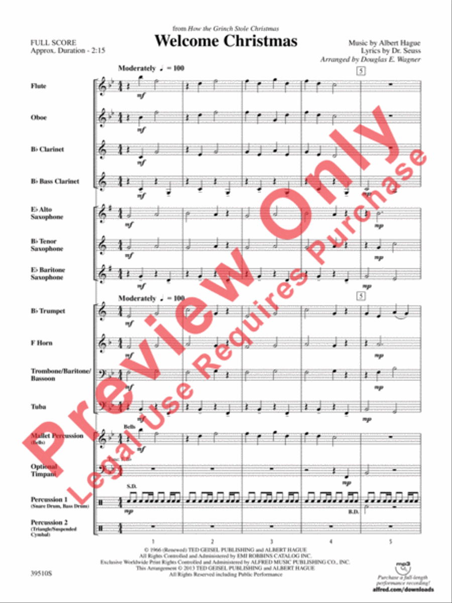 Welcome Christmas (from How the Grinch Stole Christmas) Concert Band scores gallery preview page 4