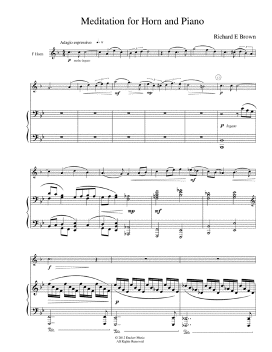 Meditation for Horn and Piano Horn scores gallery preview page 2