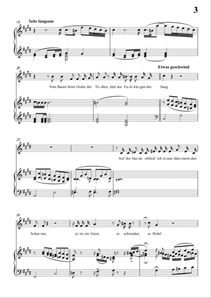 Schubert-Die Nacht in f minor,D.534,for Vocal and Piano Voice scores gallery preview page 4