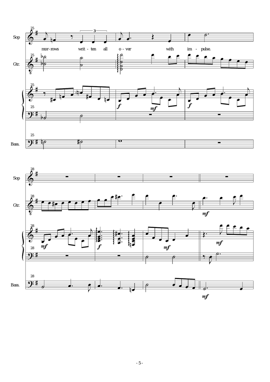 Letter to Lydia – soprano, bass, electric guitar, keyboard Small Ensemble scores gallery preview page 5