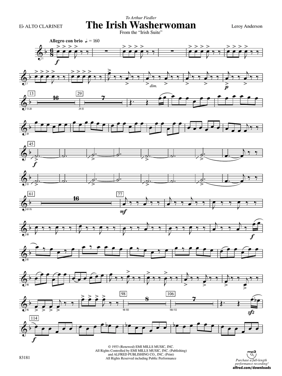 The Irish Washerwoman (from the Irish Suite): E-flat Alto Clarinet