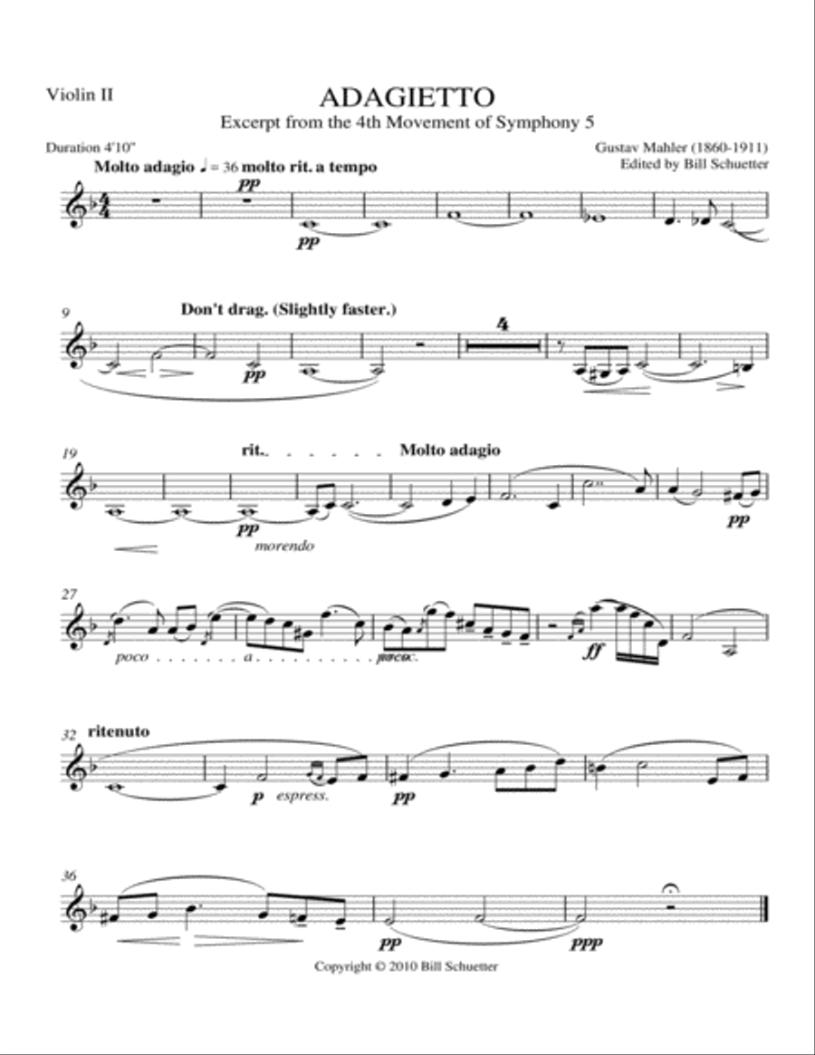 Adagietto from Symphony #5 String Orchestra scores gallery preview page 6
