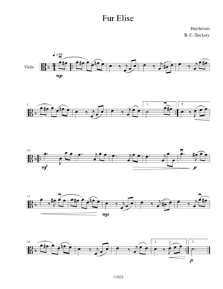Book cover for Fur Elise (Viola Solo)