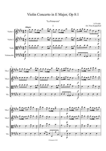 Vivaldi: Spring (complete) for string quartet