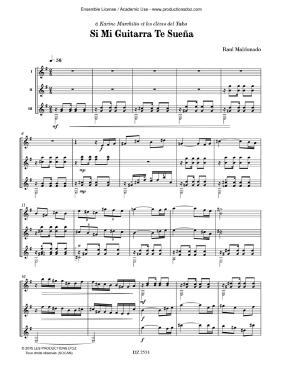 Si Mi Guitarra Te Sueña Guitar Ensemble scores gallery preview page 3