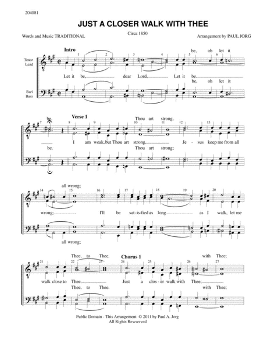 JUST A CLOSER WALK WITH THEE TTBB scores gallery preview page 1