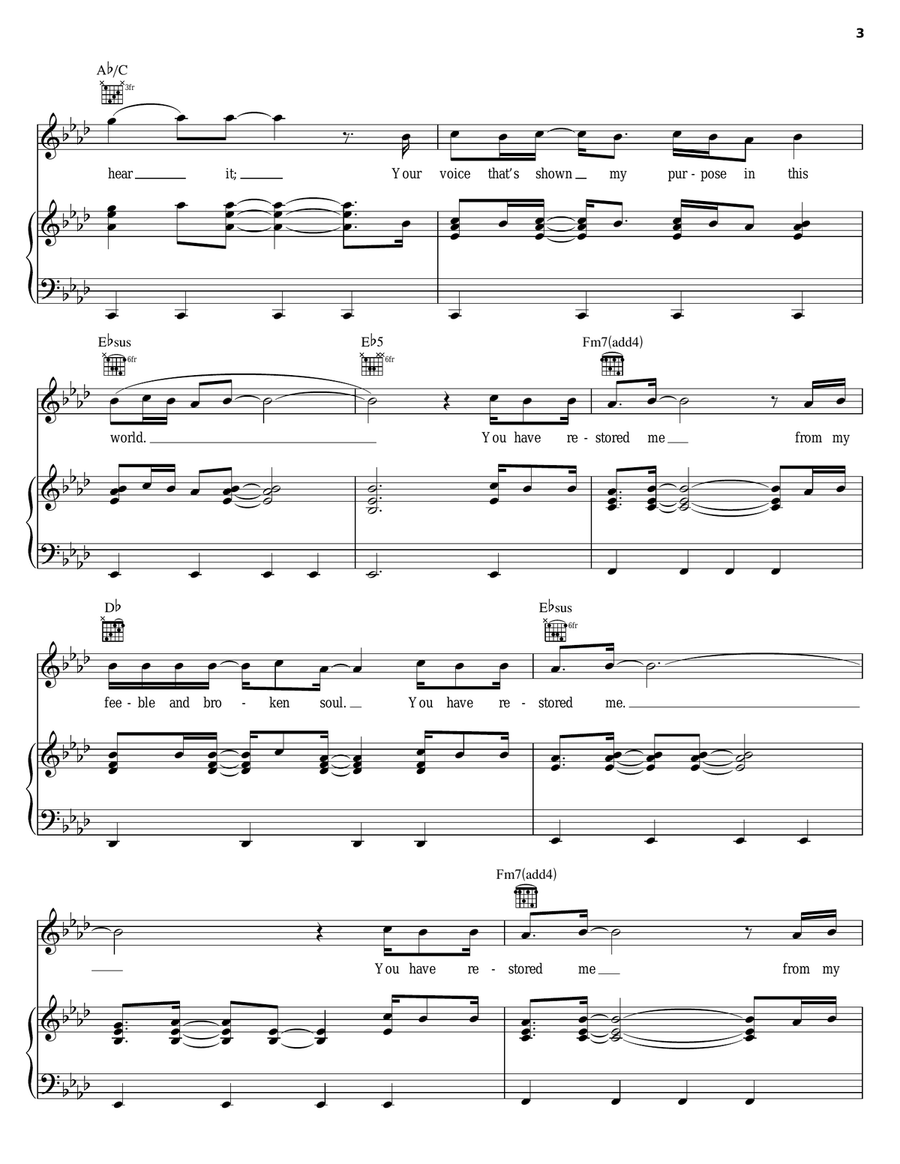Restored by Jeremy Camp Piano, Vocal, Guitar - Digital Sheet Music page 3