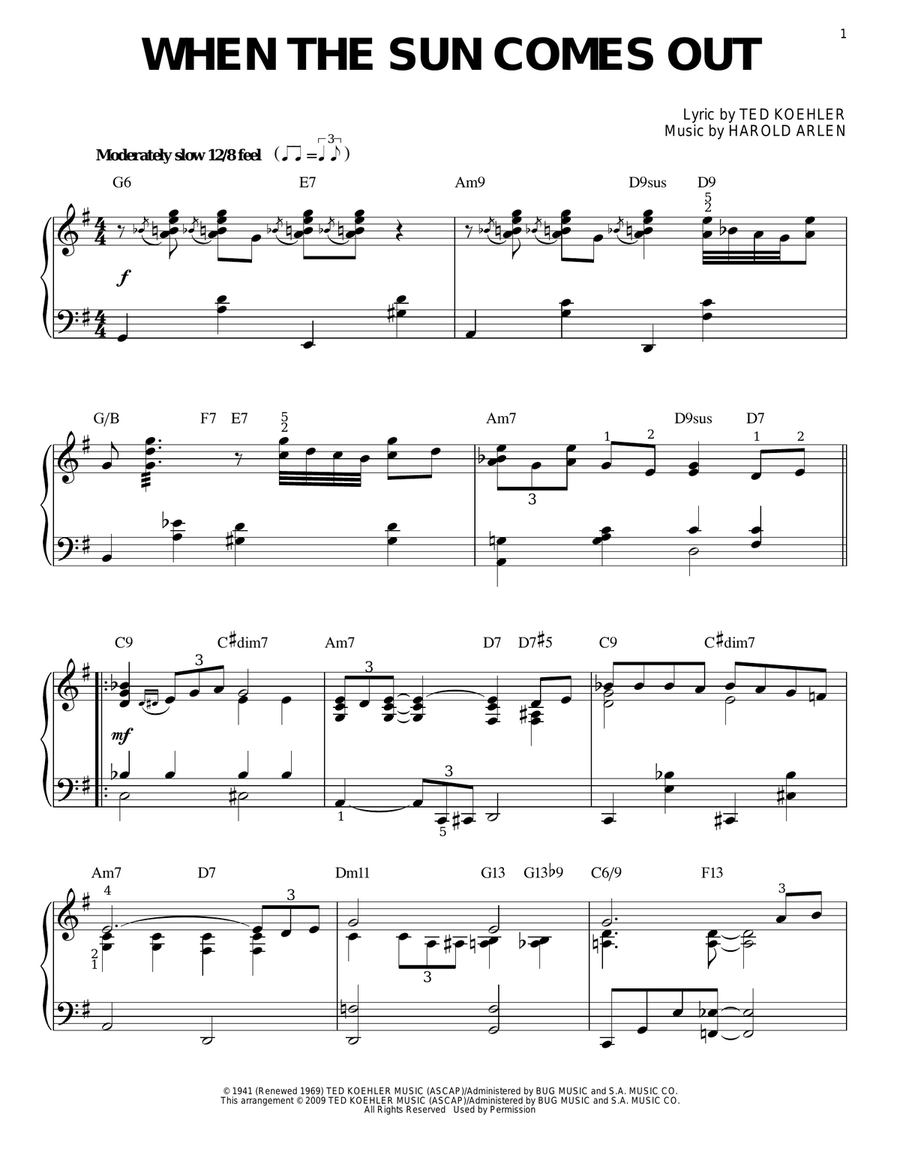 When The Sun Comes Out (arr. Brent Edstrom) Piano Solo scores gallery preview page 1