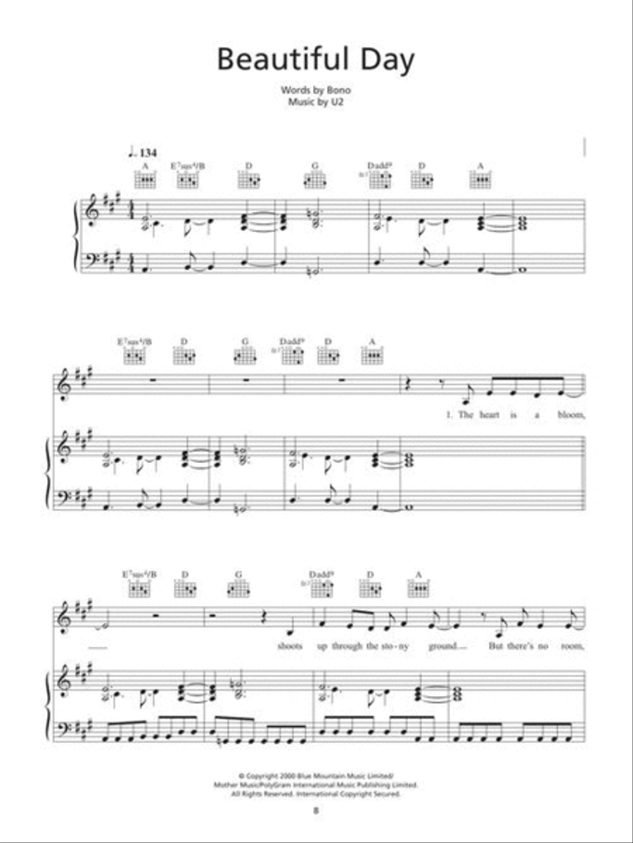 U2 – The Piano Collection Piano, Vocal, Guitar scores gallery preview page 6