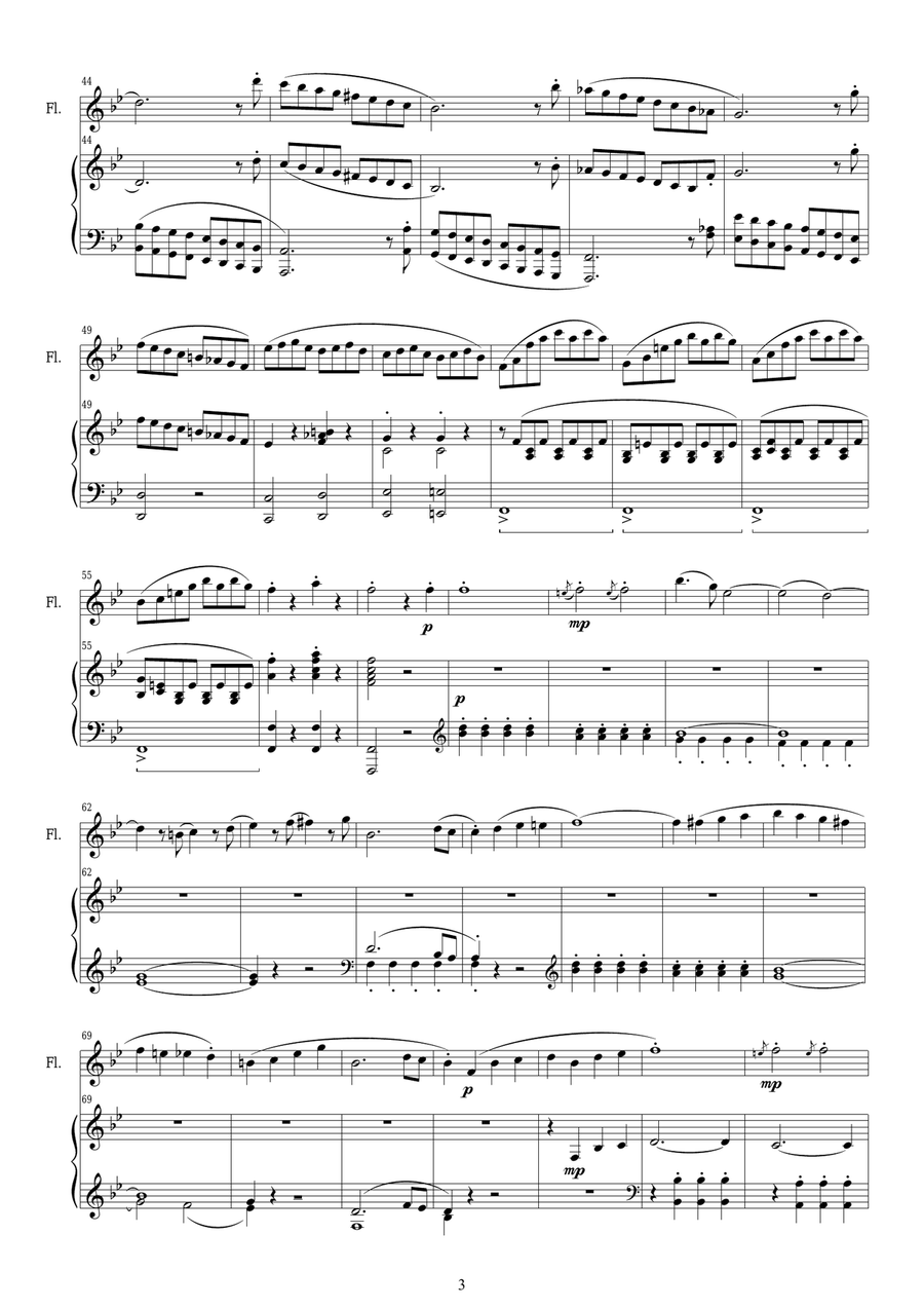 Mozart - Symphony in G minor No.40 mov. 4 Allegro assai -Flute and Piano Flute Solo scores gallery preview page 3