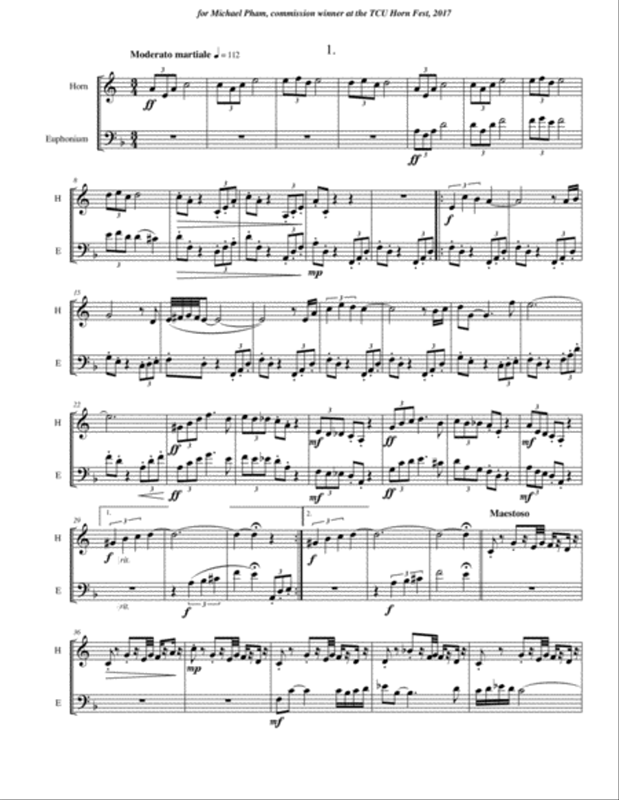 Three Duets for Horn and Trombone (Euphonium) Brass Duet scores gallery preview page 2