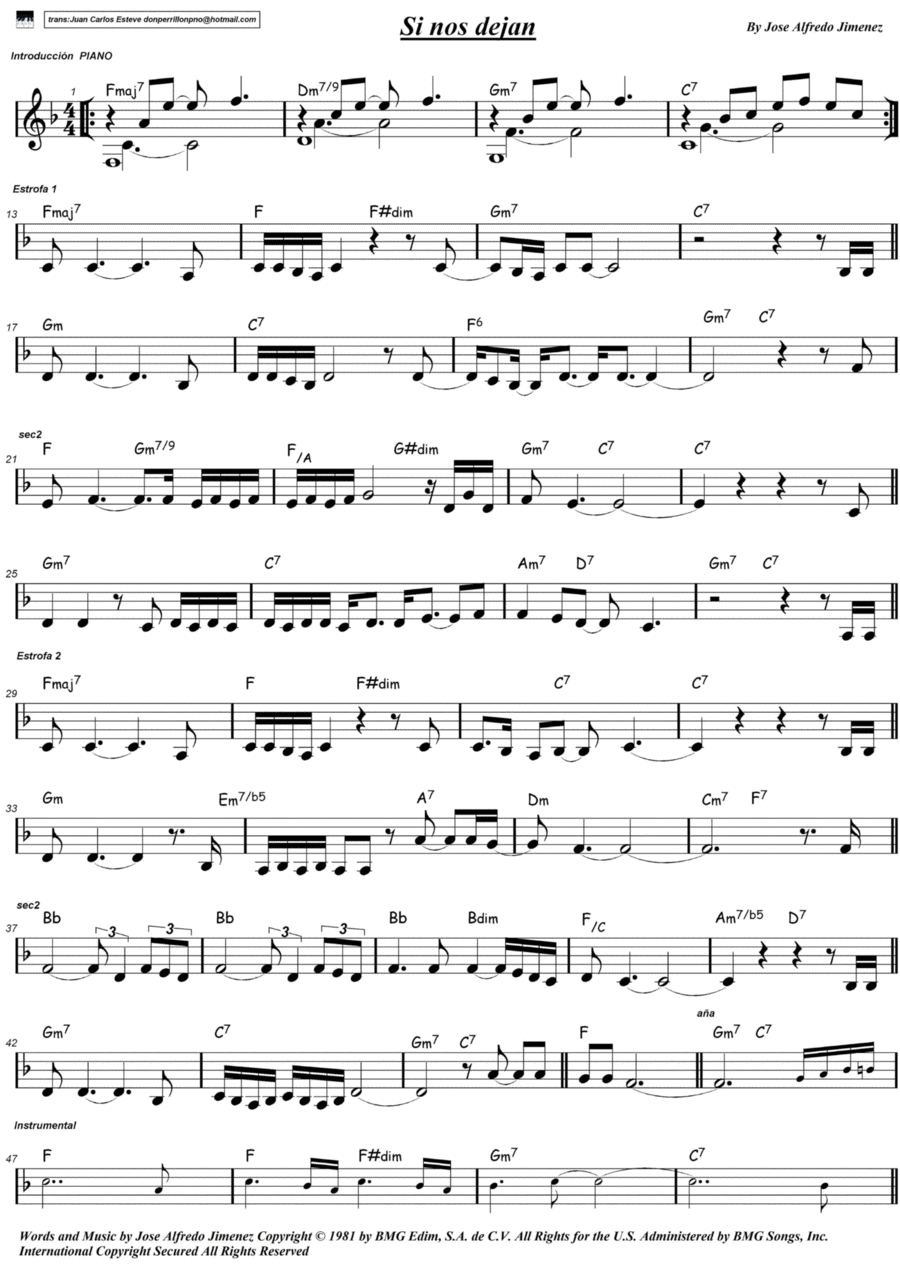 Si Nos Dejan Si Nos Dejan Easy Piano scores gallery preview page 1