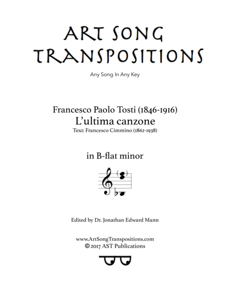 TOSTI: L'ultima canzone (transposed to B-flat minor)