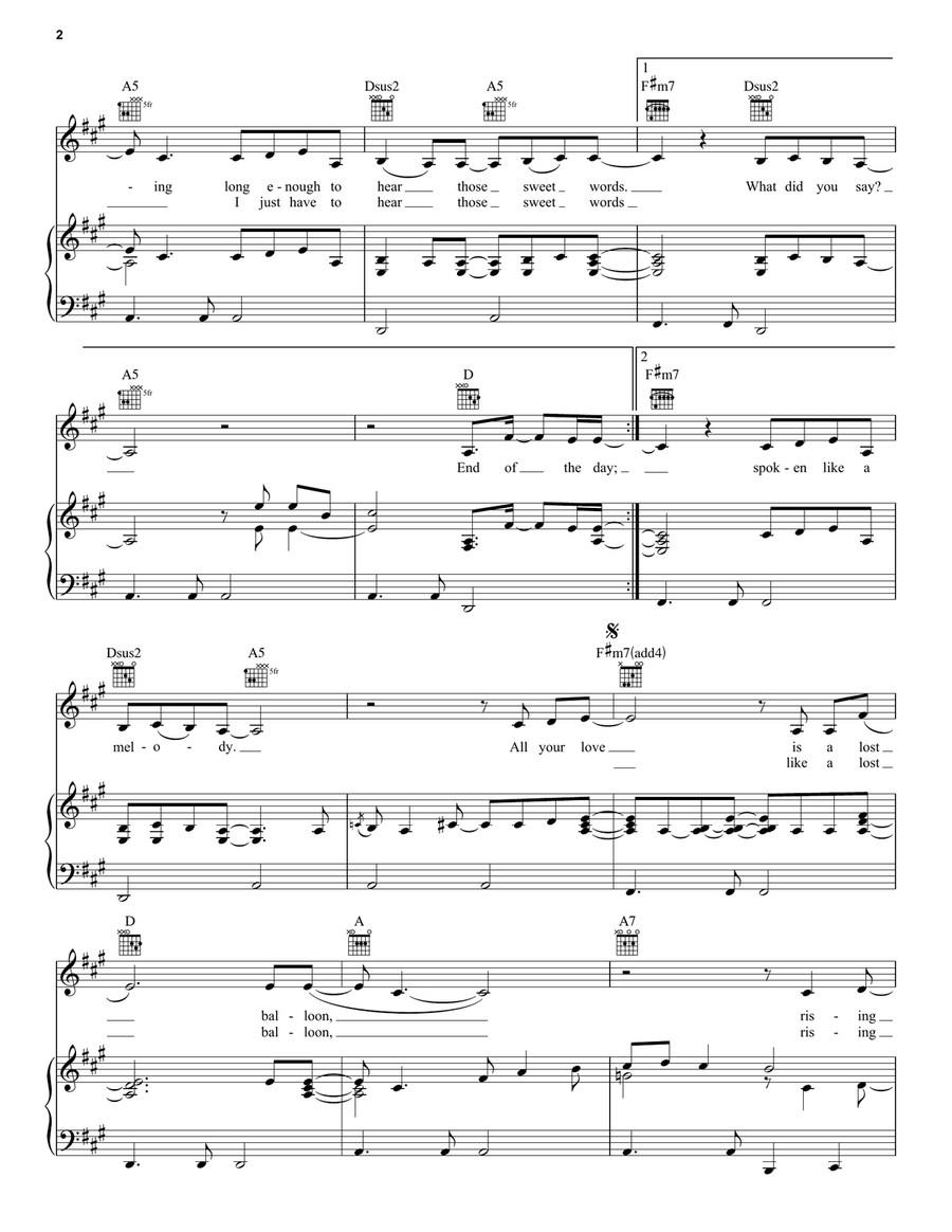 Those Sweet Words Piano, Vocal, Guitar scores gallery preview page 2
