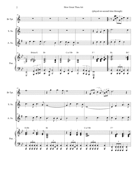 How Great Thou Art (Duet for Soprano & Alto Saxophone - Piano Accompaniment) image number null
