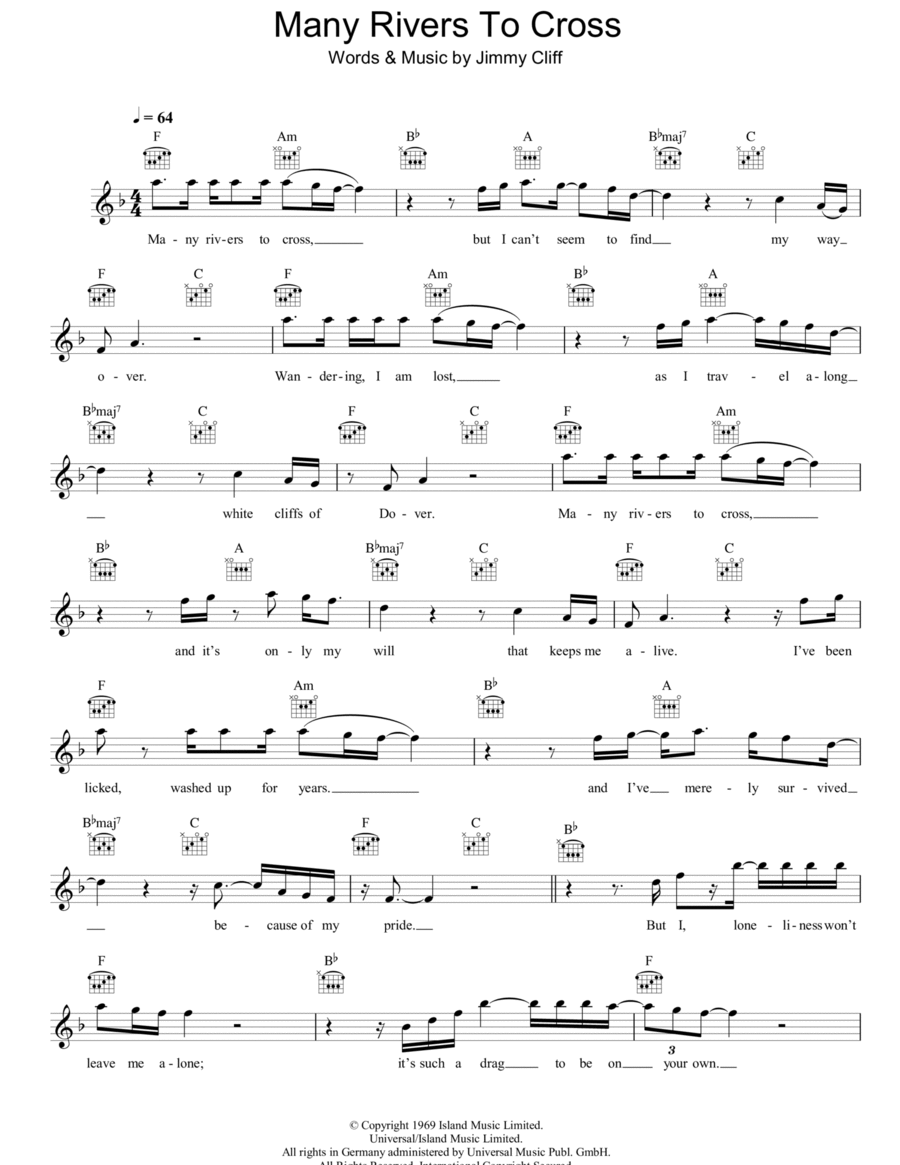 Many Rivers To Cross Piano scores gallery preview page 1