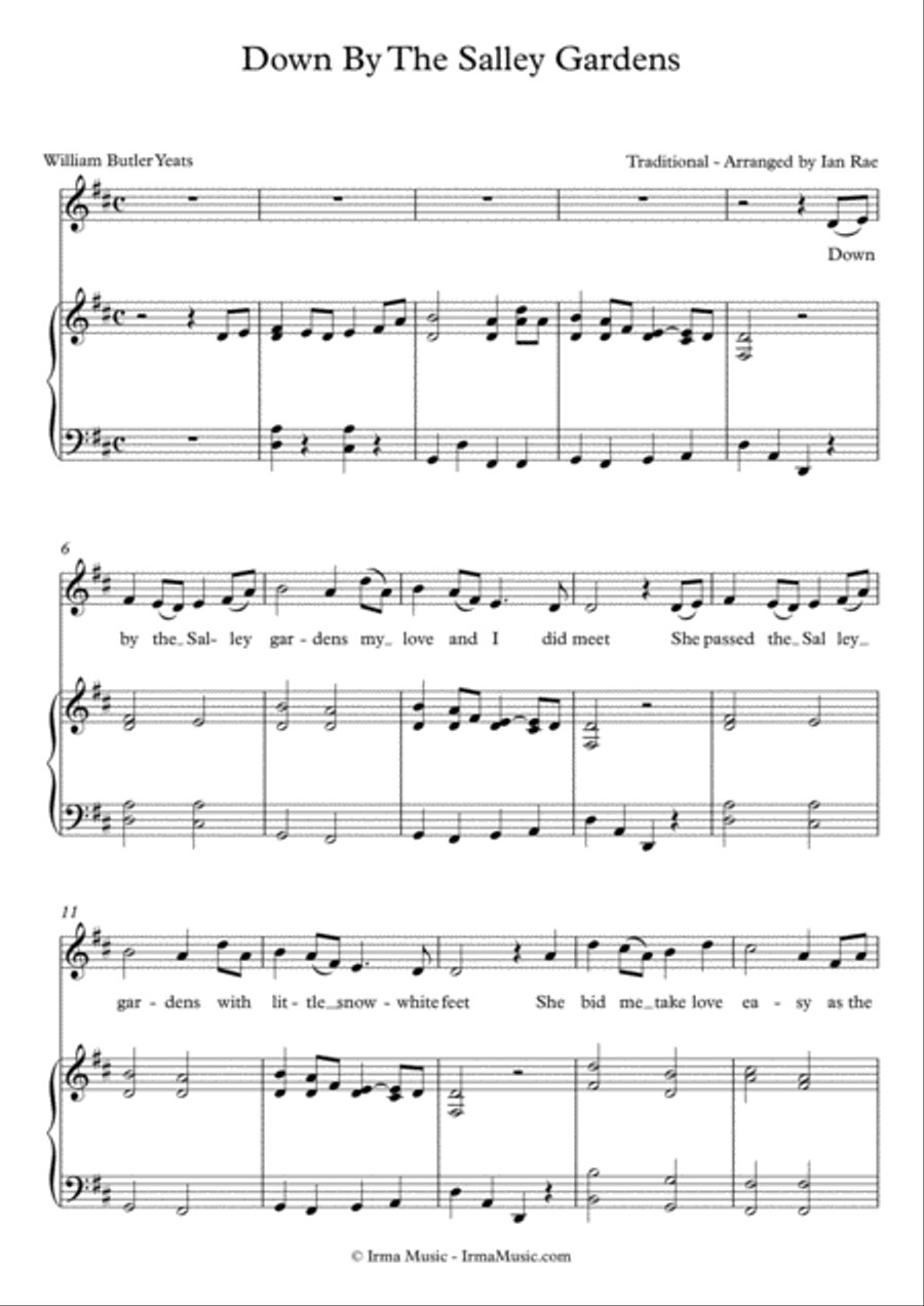 Down By The Salley Gardens - Vocal Voice scores gallery preview page 1