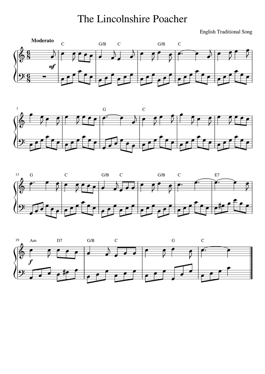 The Lincolnshire Poacher Piano Method scores gallery preview page 1