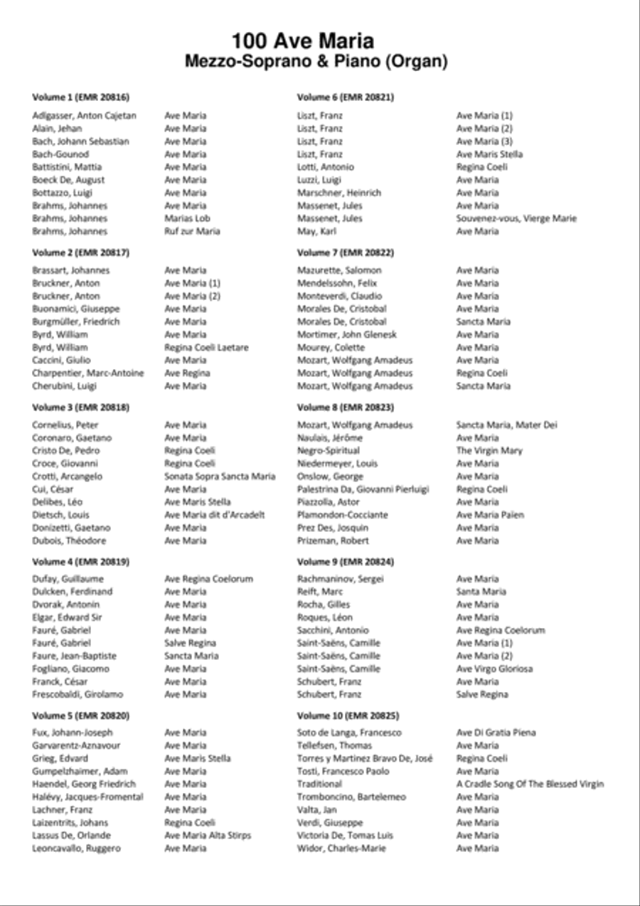 100 Ave Maria Volume 9 Mezzo-Soprano Voice scores gallery preview page 14