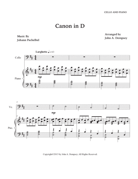 Canon in D (Cello and Piano) image number null