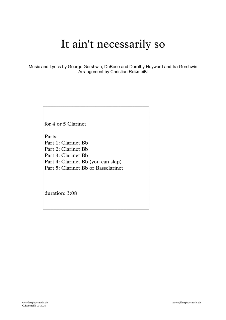 It Ain't Necessarily So It Ain't Necessarily So Woodwind Quintet scores gallery preview page 1