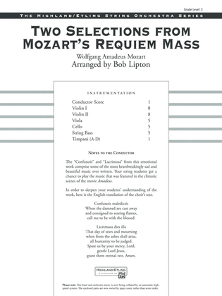 Book cover for Two Selections from Mozart's Requiem Mass: Score