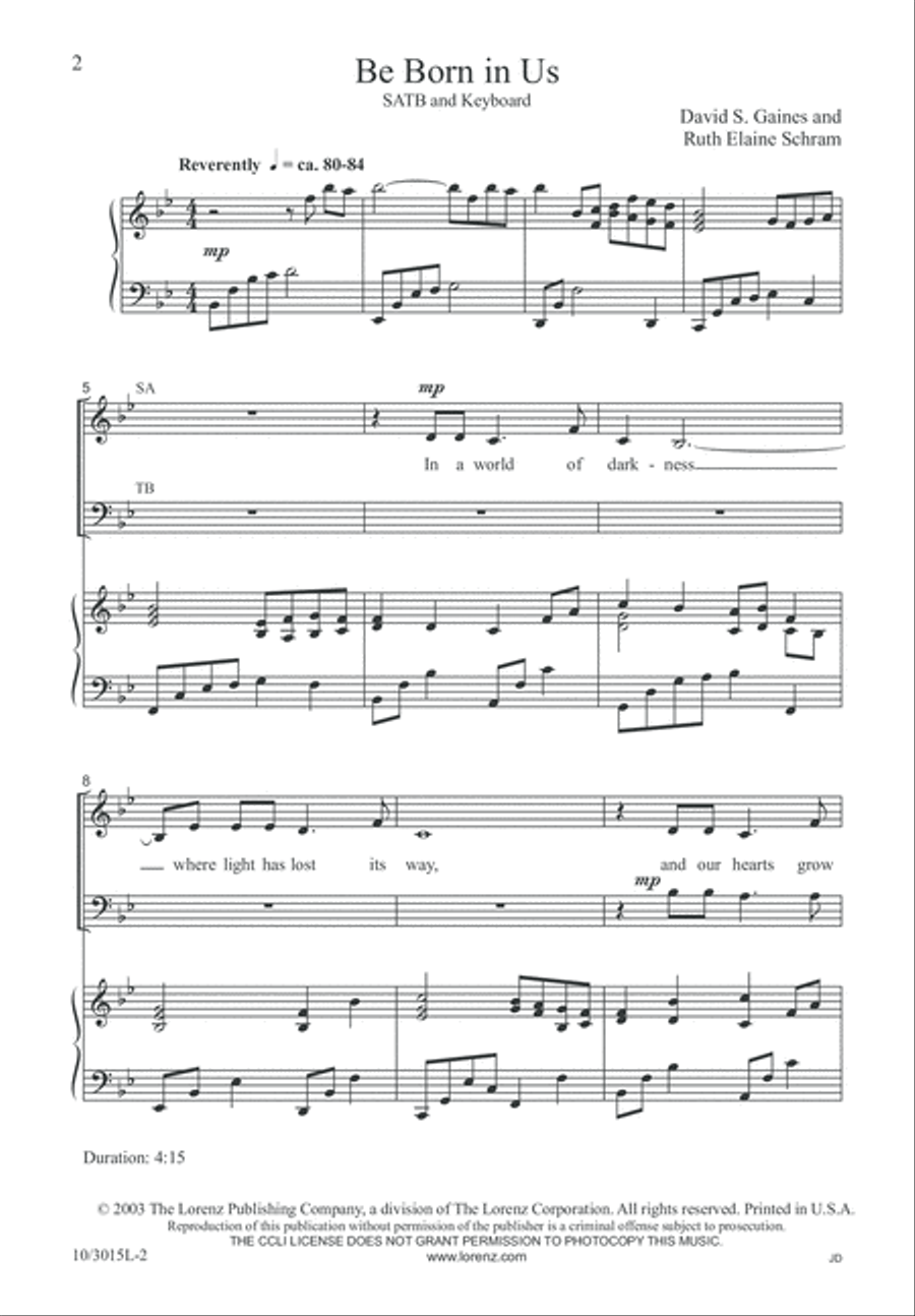 Be Born in Us 4-Part scores gallery preview page 2