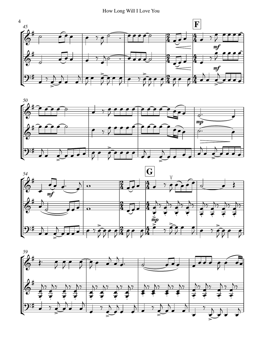 How Long Will I Love You String Trio scores gallery preview page 5