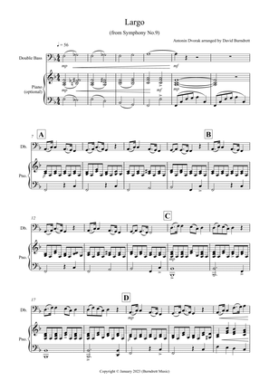 Largo (from the 'New World Symphony') for Double Bass and Piano