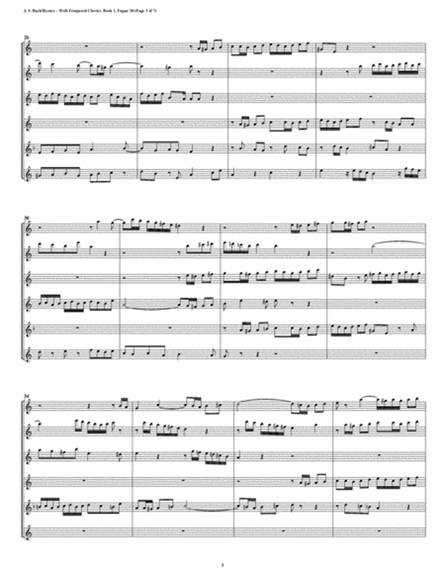 Fugue 20 from Well-Tempered Clavier, Book 1 (Flute Sextet) image number null