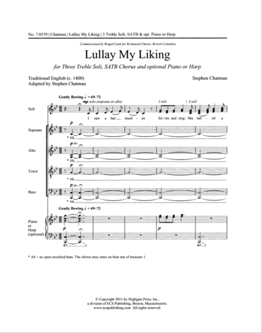 Lullay My Liking (Choral Score) 4-Part scores gallery preview page 1