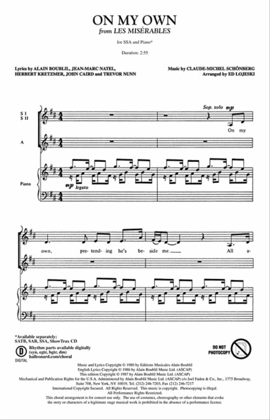 On My Own SSA scores gallery preview page 2