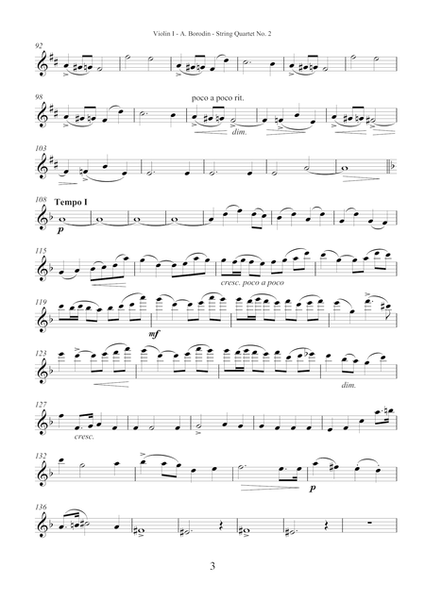 Alexander Borodin - String Quartet No. 2 in D major "Nocturne"(single part) 