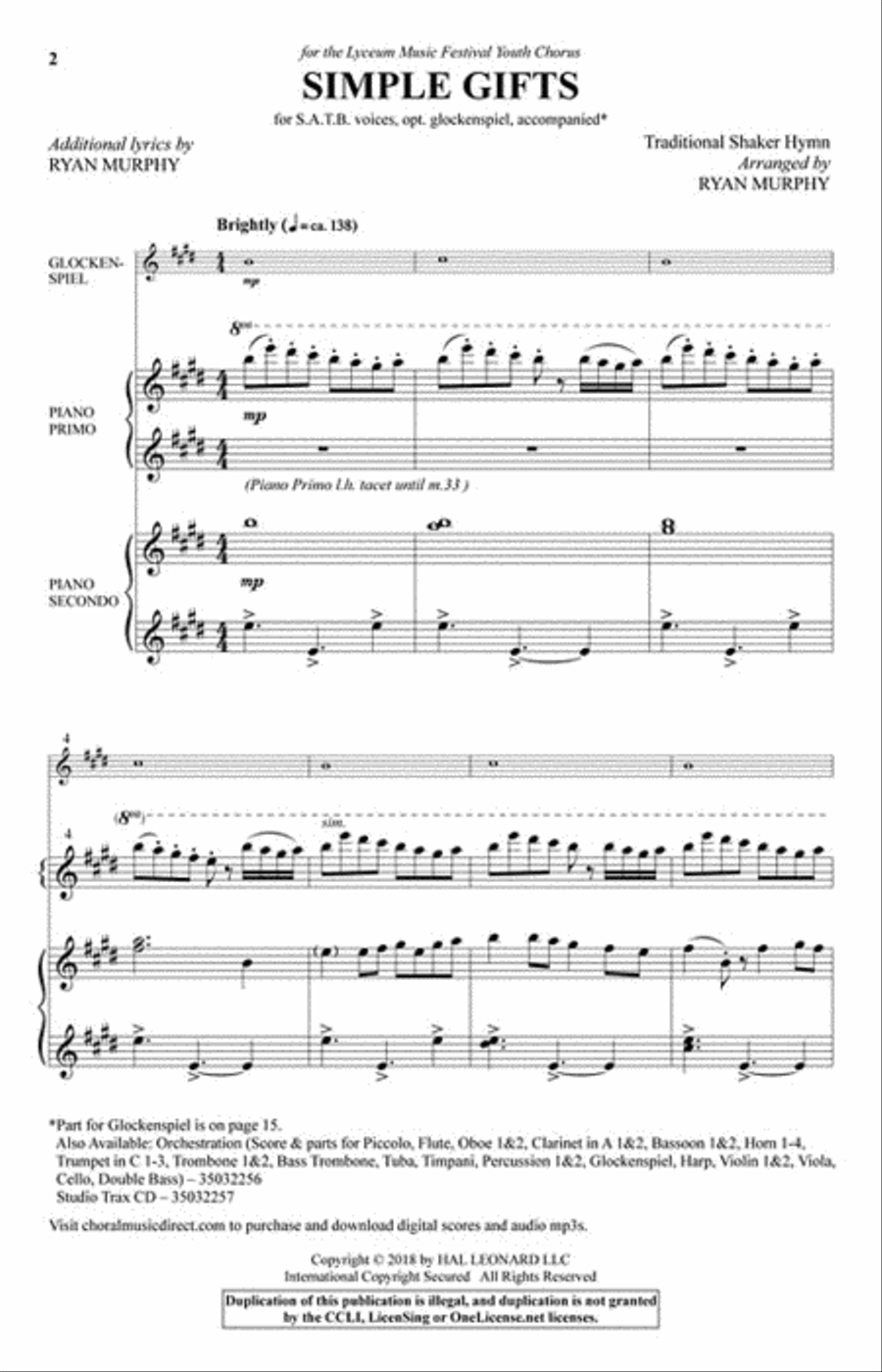 Simple Gifts Simple Gifts 4-Part scores gallery preview page 2