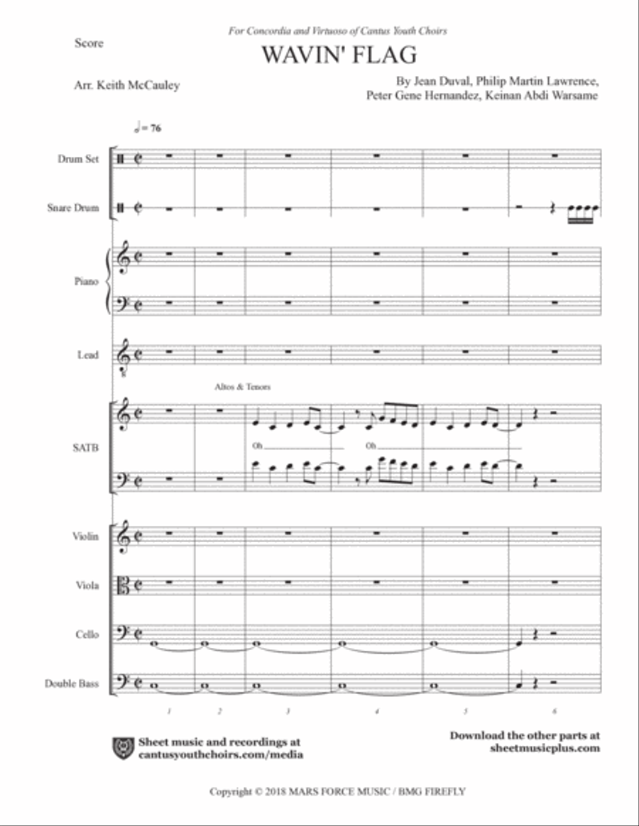 Wavin' Flag (main Version) Cello scores gallery preview page 2