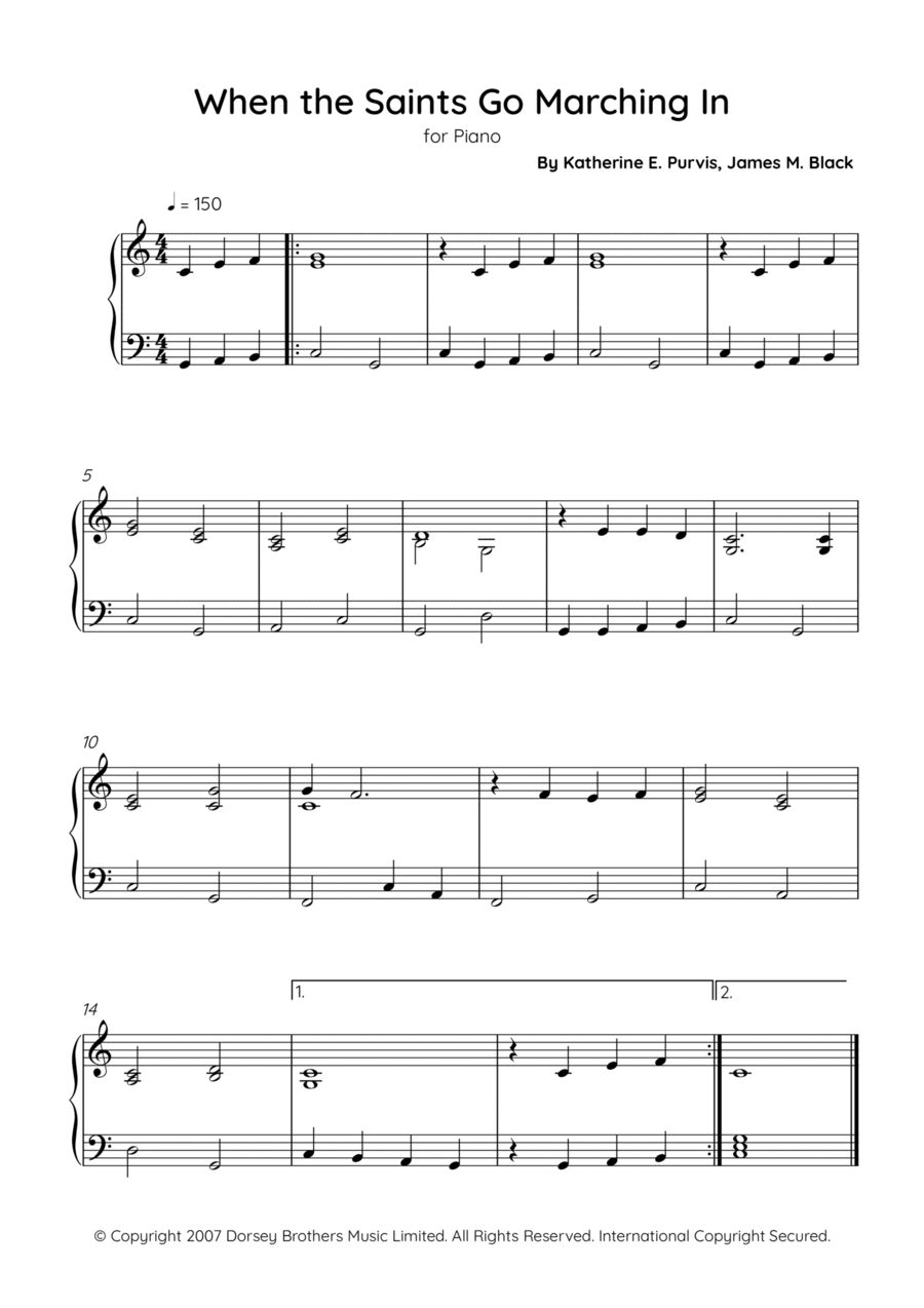 When The Saints Go Marching In Piano Solo scores gallery preview page 1