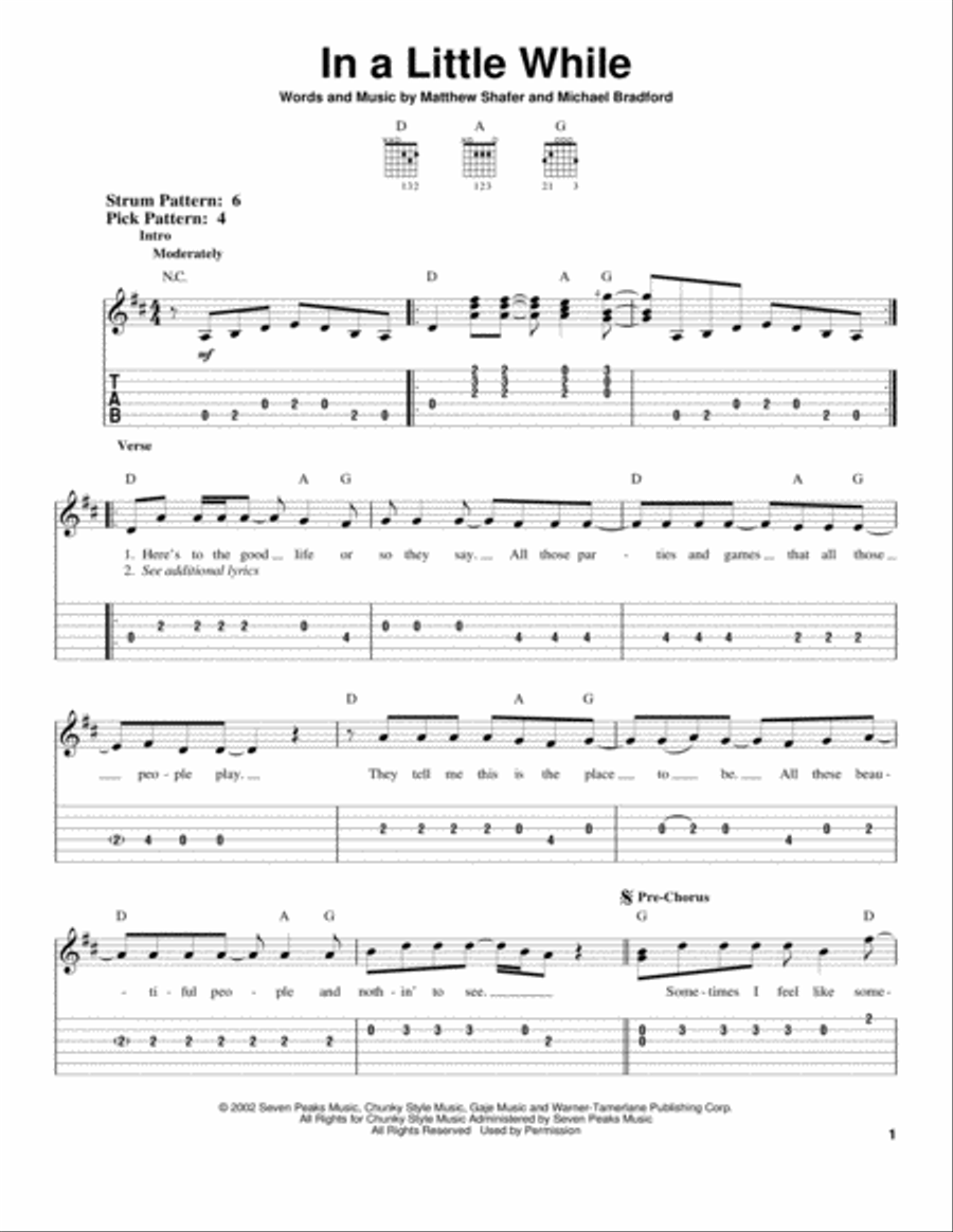 In A Little While Acoustic Guitar scores gallery preview page 1