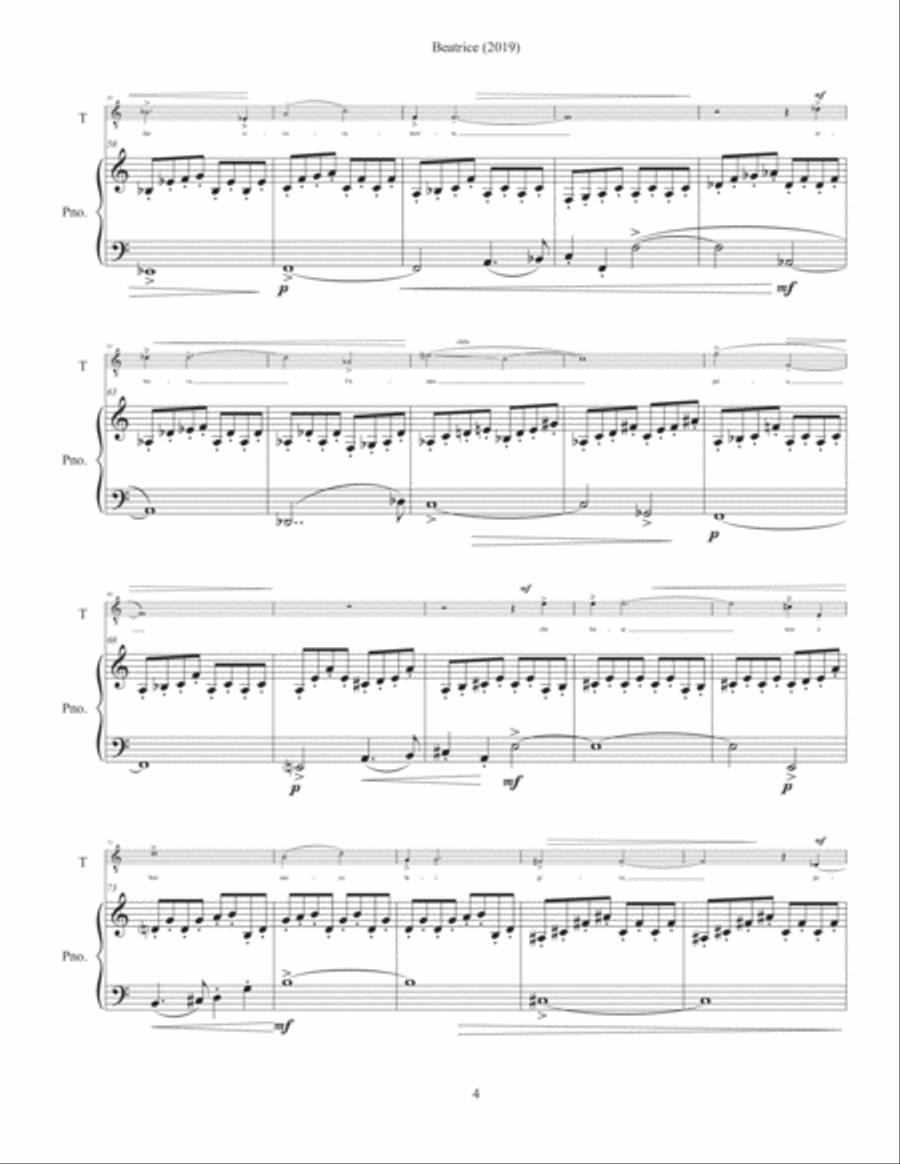 Beatrice (2019) piano-vocal score Tenor Voice scores gallery preview page 4