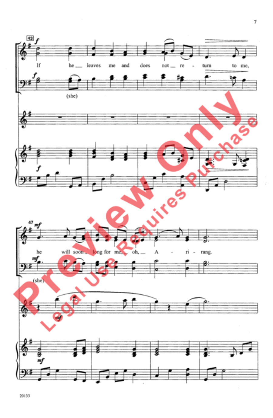Arirang (Korean Folk Song) 4-Part scores gallery preview page 7