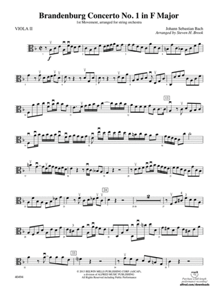 Book cover for Brandenburg Concerto No. 1 in F Major: 2nd Viola
