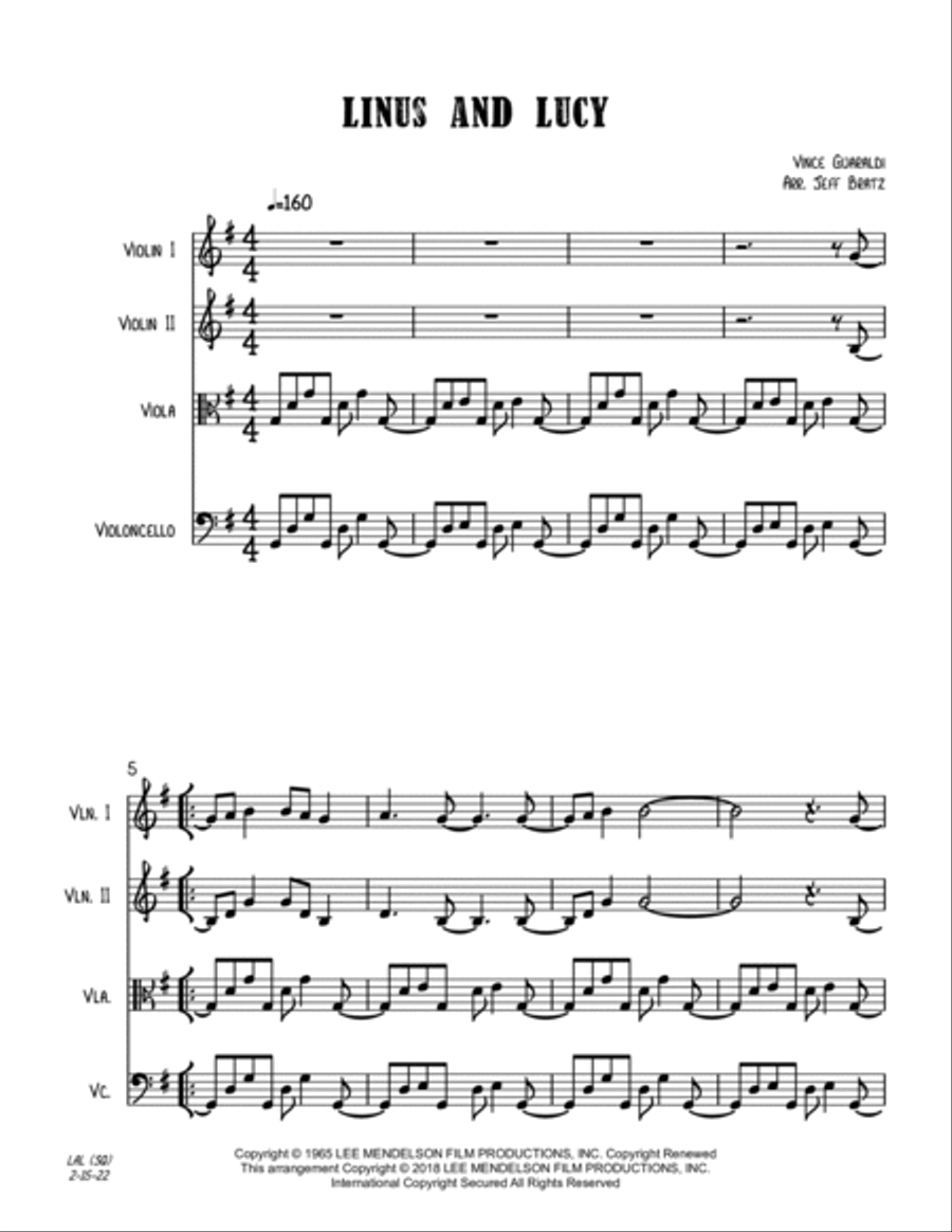 Linus And Lucy String Quartet scores gallery preview page 2