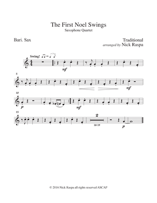 Book cover for The First Noel Swings - Sax Quartet (AATB) Baritone Sax part