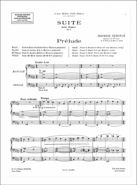 Suite (Prelude - Sicilienne - Toccata) Op. 5