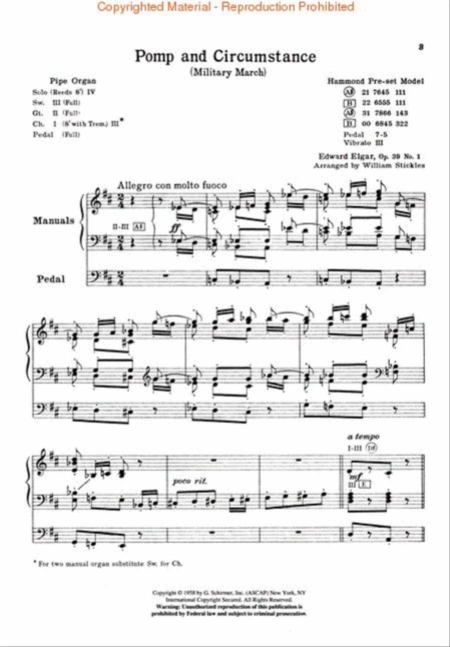 Pomp and Circumstance, Military March #1 in D Organ scores gallery preview page 2