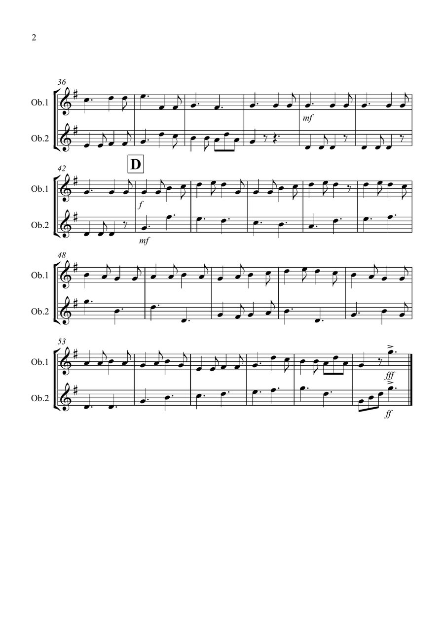 In Dulci Jubilo for Oboe Duet Woodwind Duet scores gallery preview page 2