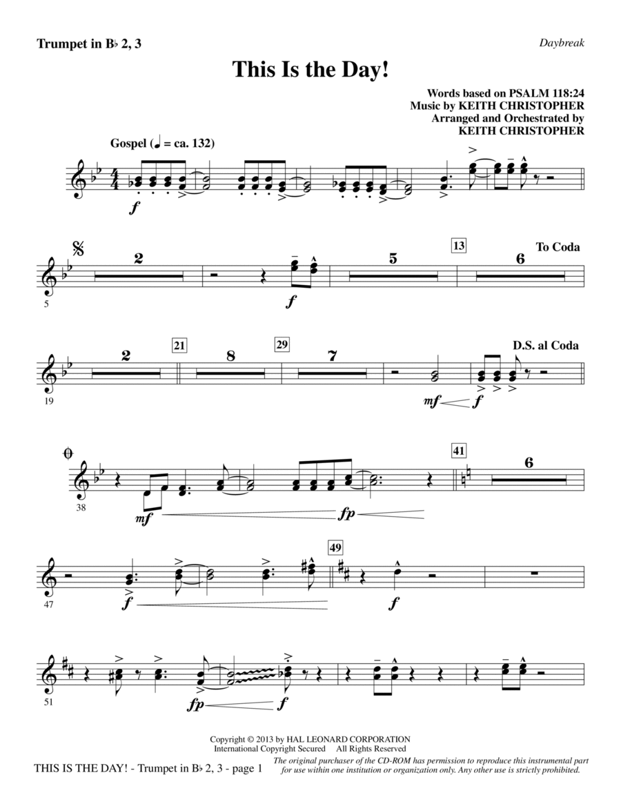 This Is the Day! - Bb Trumpet 2,3 Choir scores gallery preview page 1