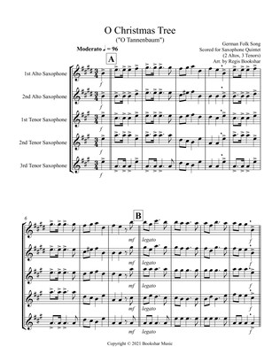 O Christmas Tree (G) (Saxophone Quintet - 2 Alto, 3 Tenor)