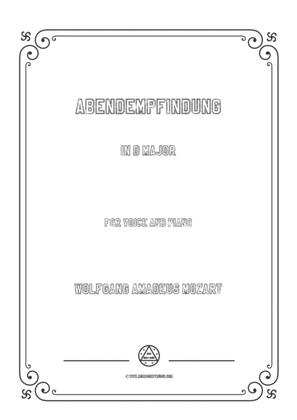Book cover for Mozart-Abendempfindung in D Major,for Voice and Piano