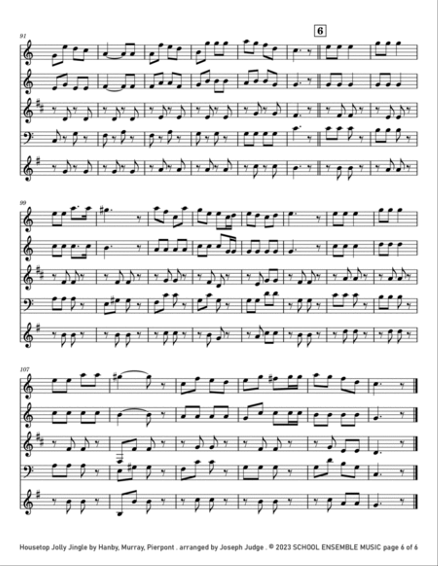 Housetop Jolly Jingle for Woodwind Quartet in Schools Woodwind Quartet scores gallery preview page 6